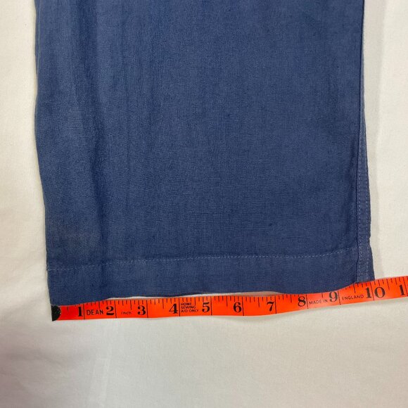 Juicy Couture Size 8 Beachy Linen Pants Wide Leg Belted Denim Blue Color - Picture 11 of 14